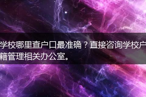 学校哪里查户口最准确？直接咨询学校户籍管理相关办公室。