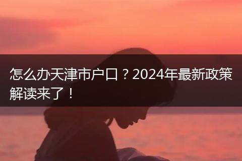 怎么办天津市户口？2024年最新政策解读来了！