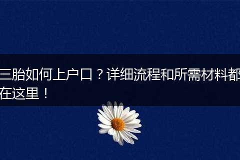 三胎如何上户口？详细流程和所需材料都在这里！
