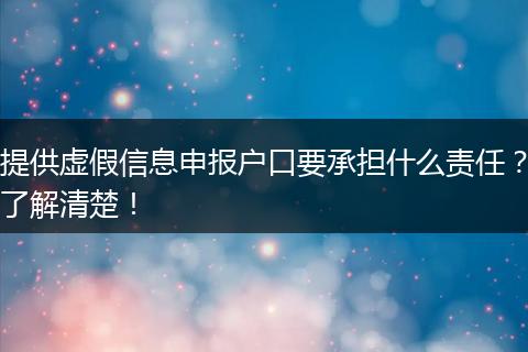 提供虚假信息申报户口要承担什么责任？了解清楚！