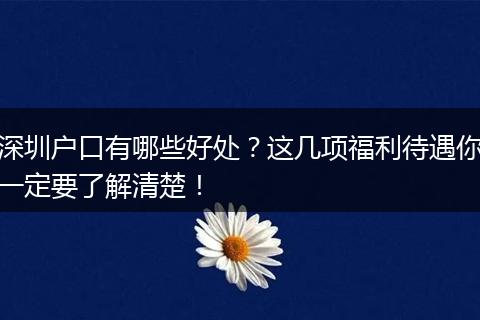 深圳户口有哪些好处？这几项福利待遇你一定要了解清楚！