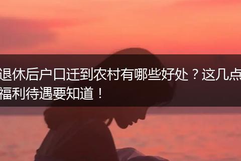 退休后户口迁到农村有哪些好处？这几点福利待遇要知道！