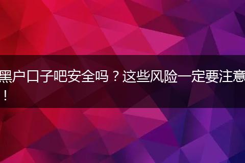 黑户口子吧安全吗？这些风险一定要注意！