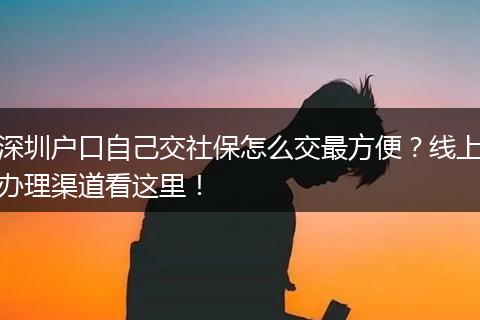 深圳户口自己交社保怎么交最方便？线上办理渠道看这里！