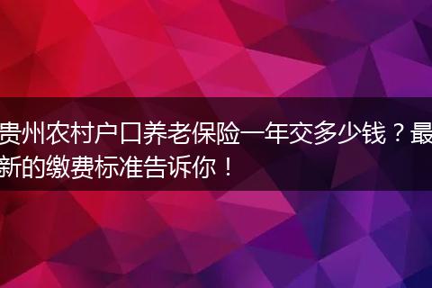 贵州农村户口养老保险一年交多少钱？最新的缴费标准告诉你！