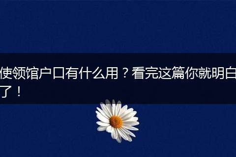 使领馆户口有什么用？看完这篇你就明白了！