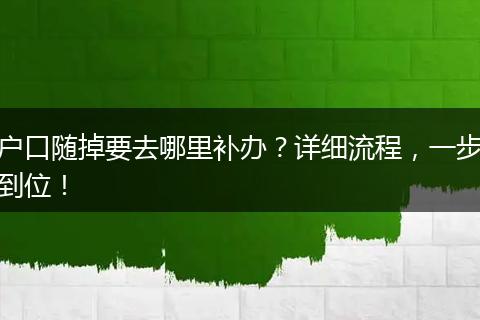 户口随掉要去哪里补办?详细流程,一步到位!