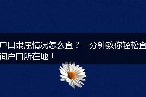 户口隶属情况怎么查？一分钟教你轻松查询户口所在地！