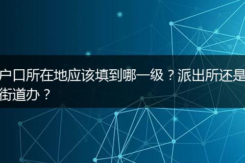 户口所在地应该填到哪一级？派出所还是街道办？