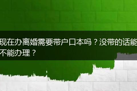 现在办离婚需要带户口本吗？没带的话能不能办理？