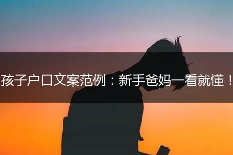 孩子户口文案范例：新手爸妈一看就懂！
