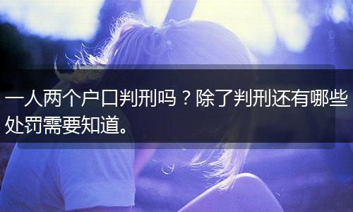 一人两个户口判刑吗？除了判刑还有哪些处罚需要知道。