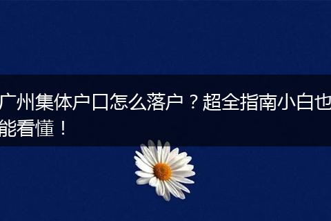 广州集体户口怎么落户？超全指南小白也能看懂！