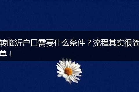 转临沂户口需要什么条件？流程其实很简单！
