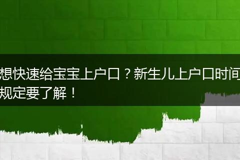 想快速给宝宝上户口？新生儿上户口时间规定要了解！