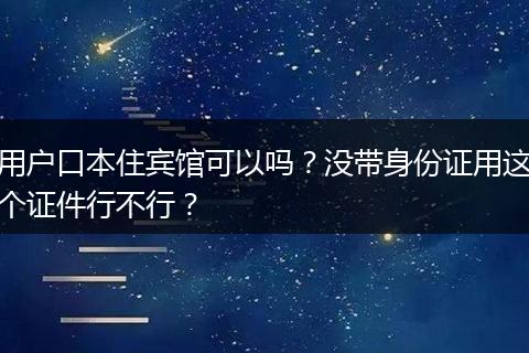用户口本住宾馆可以吗？没带身份证用这个证件行不行？