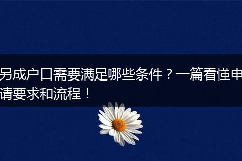 另成户口需要满足哪些条件？一篇看懂申请要求和流程！