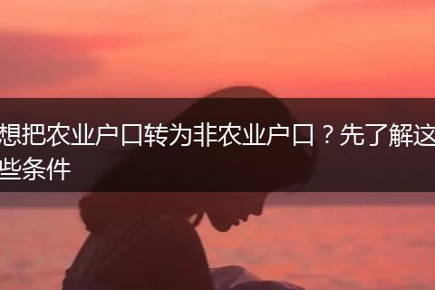 想把农业户口转为非农业户口？先了解这些条件