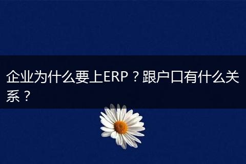 企业为什么要上ERP？跟户口有什么关系？