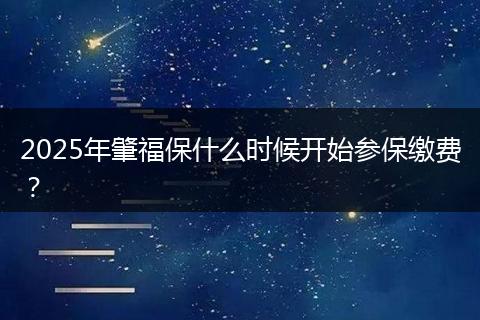 2025年肇福保什么时候开始参保缴费？