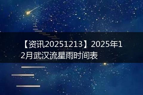 【资讯20251213】2025年12月武汉流星雨时间表