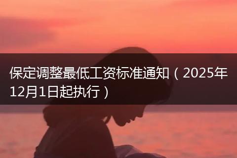 保定调整最低工资标准通知（2025年12月1日起执行）