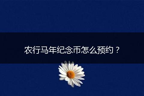 农行马年纪念币怎么预约？