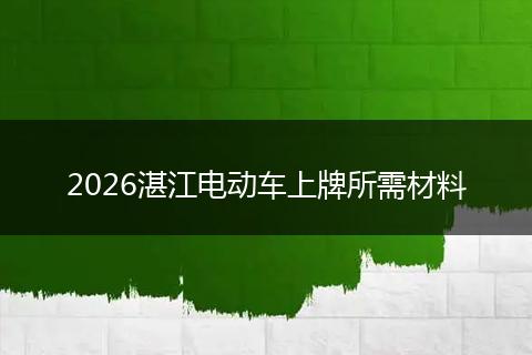 2026湛江电动车上牌所需材料
