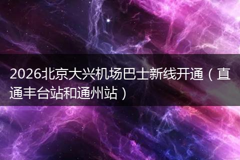 2026北京大兴机场巴士新线开通（直通丰台站和通州站）