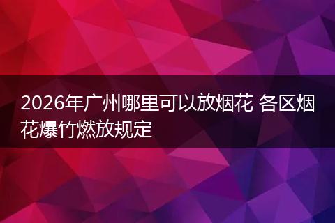 2026年广州哪里可以放烟花 各区烟花爆竹燃放规定