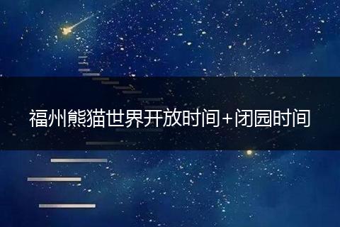 福州熊猫世界开放时间+闭园时间