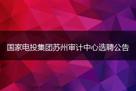 国家电投集团苏州审计中心选聘公告