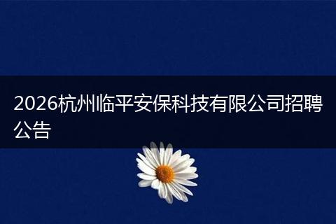 2026杭州临平安保科技有限公司招聘公告