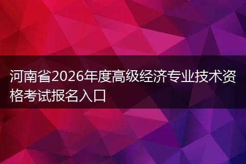 河南省2026年度高级经济专业技术资格考试报名入口