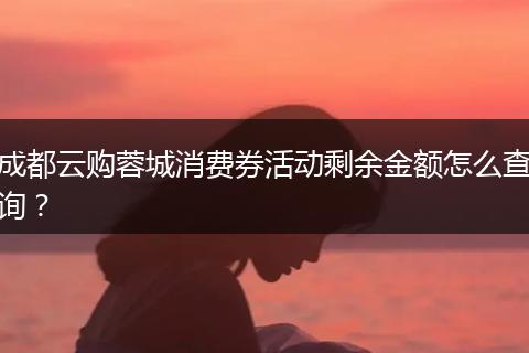 成都云购蓉城消费券活动剩余金额怎么查询？