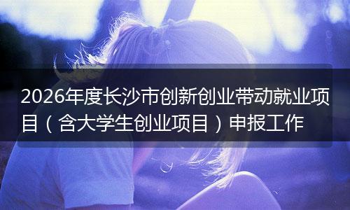 2026年度长沙市创新创业带动就业项目（含大学生创业项目）申报工作