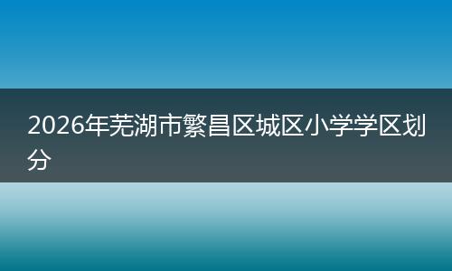 2026年芜湖市繁昌区城区小学学区划分