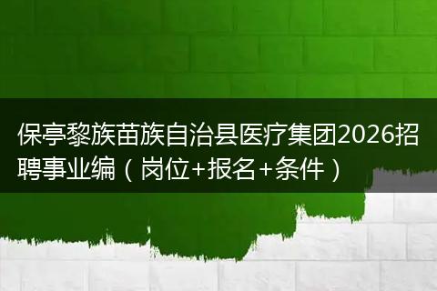 保亭黎族苗族自治县医疗集团2026招聘事业编（岗位+报名+条件）