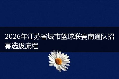 2026年江苏省城市篮球联赛南通队招募选拔流程