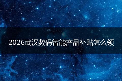 2026武汉数码智能产品补贴怎么领