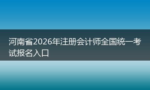 河南省2026年注册会计师全国统一考试报名入口