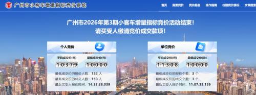 2026年3月广州车牌单位竞价多少钱（最低成交价＋平均成交价）