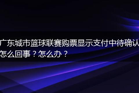 广东城市篮球联赛购票显示支付中待确认怎么回事？怎么办？