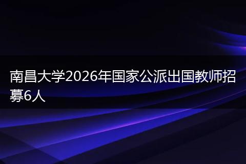 南昌大学2026年国家公派出国教师招募6人
