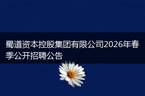 蜀道资本控股集团有限公司2026年春季公开招聘公告
