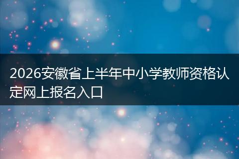 2026安徽省上半年中小学教师资格认定网上报名入口