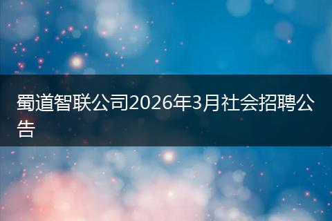 蜀道智联公司2026年3月社会招聘公告