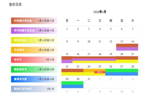 2026年3月广州车牌竞买人日历图