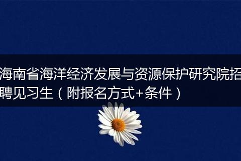 海南省海洋经济发展与资源保护研究院招聘见习生（附报名方式+条件）