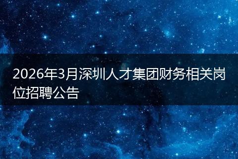 2026年3月深圳人才集团财务相关岗位招聘公告